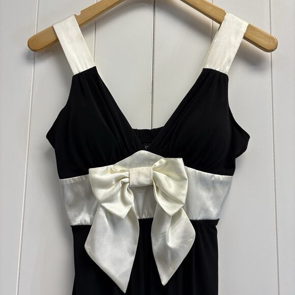 En Focus Studio Baby Doll‎ Mini Dress Women 6P Black Cream Y2K Cocktail Summer - Picture 2 of 7